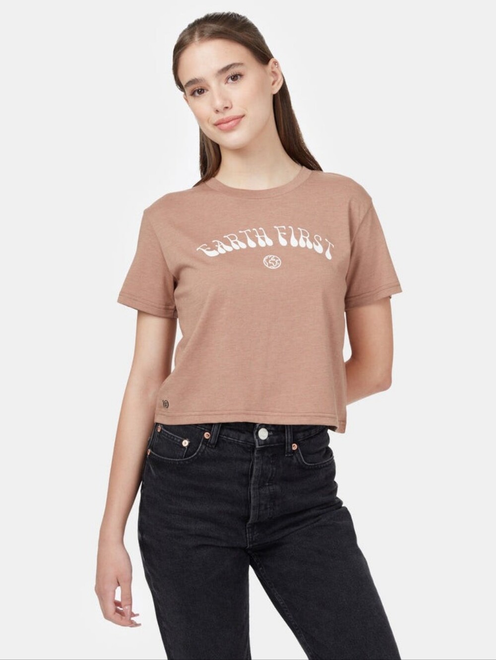Tentree Earth First Crop Short Sleeve Tee Brown Women's XS Tencel Organic Cotton